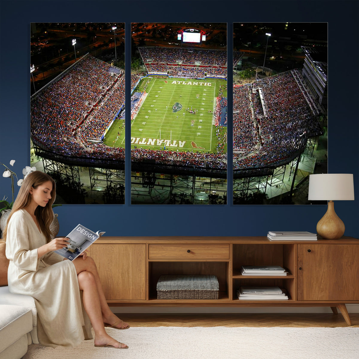 72354-MGV-CV-36X24 - Florida Atlantic University Owls Football Team Print - Boca Raton FAU Stadium Wall Art Canvas Print