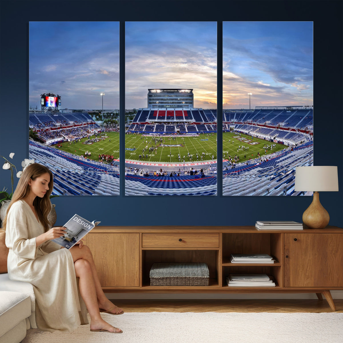 69559-MGV-CV-36X24 - Florida Atlantic University Owls Football Team Print - Boca Raton FAU Stadium Wall Art Canvas Print