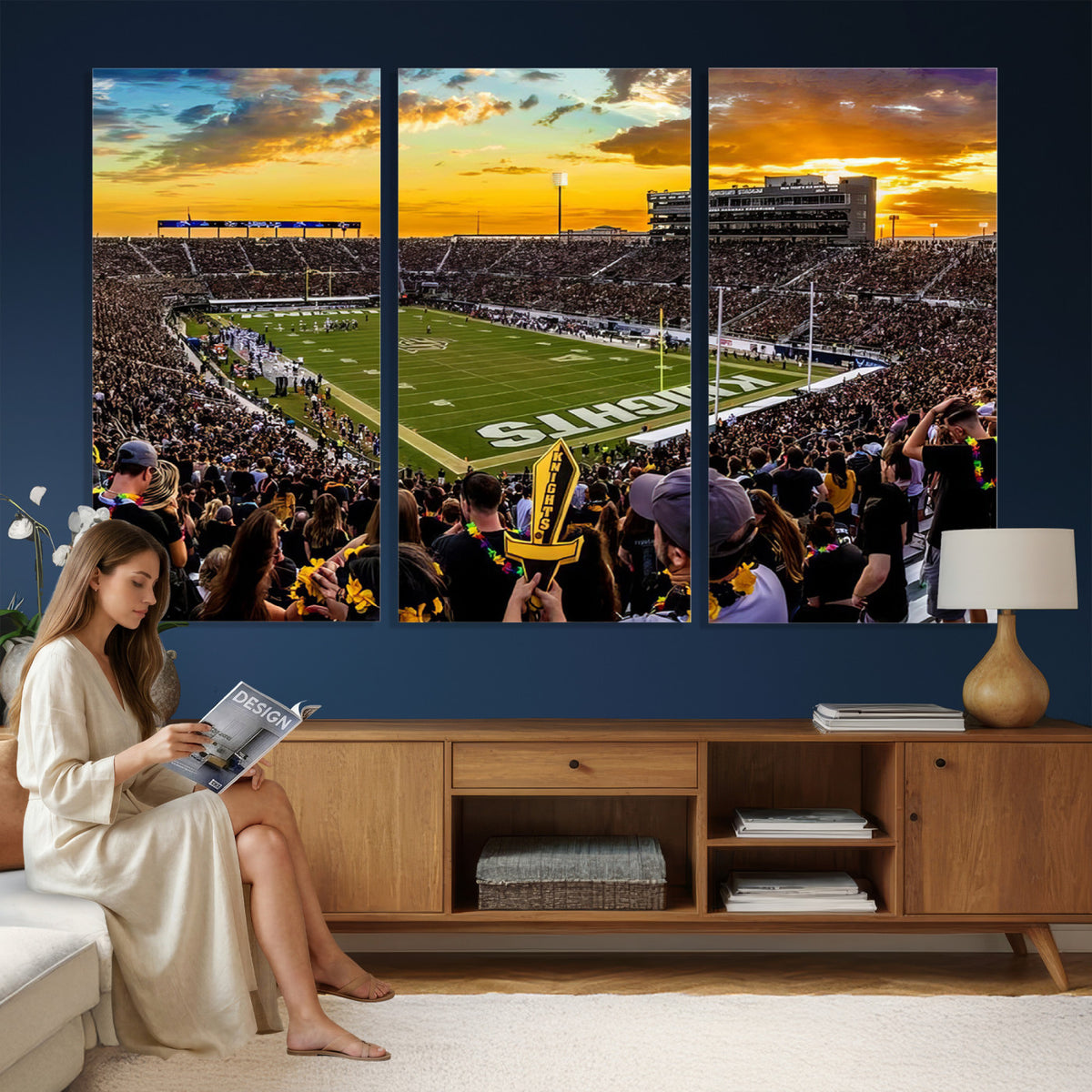 66803-MGV-CV-36X24 - UCF Knights Football Team Print - Orlando FBC Mortgage Stadium, UCF Knights Wall Art Canvas Print