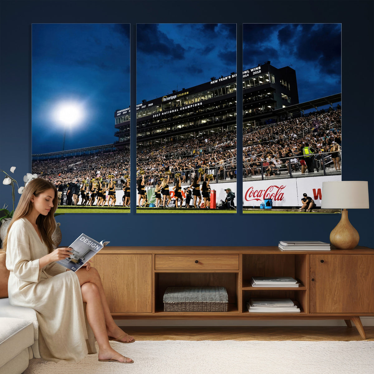 40217-MGV-CV-36X24 - UCF Knights Football Team Print - Orlando FBC Mortgage Stadium Wall Art Canvas Print