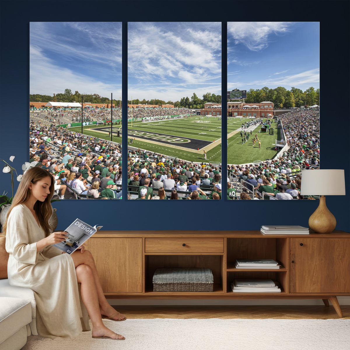 67799-MGV-CV-36X24 - University of Charlotte 49ers Football Team Print - Charlotte Jerry Richardson Stadium Canvas Print