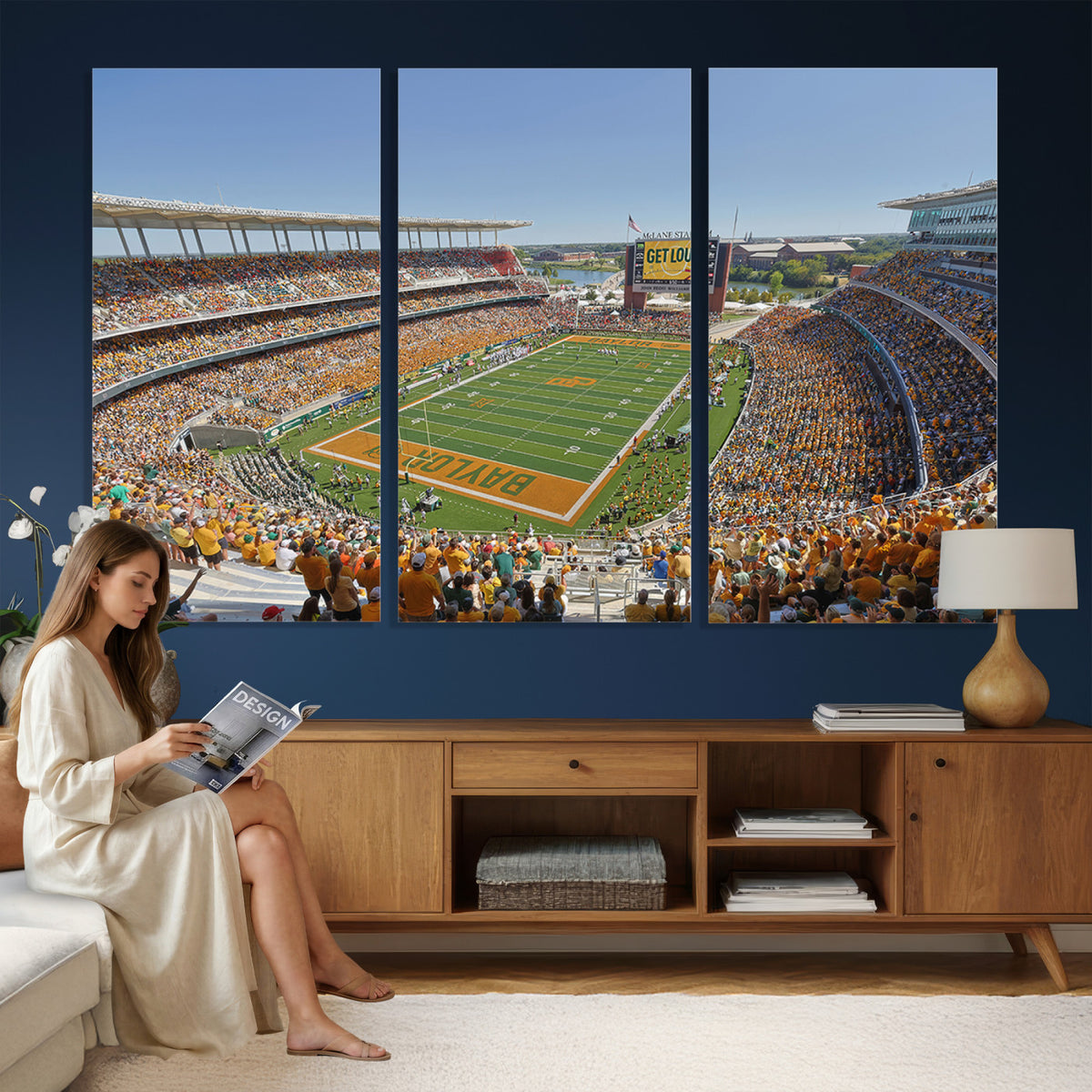 49912-MGV-CV-36X24 - Baylor University Bears Football Team Print - Waco McLane Stadium Wall Art Canvas Print