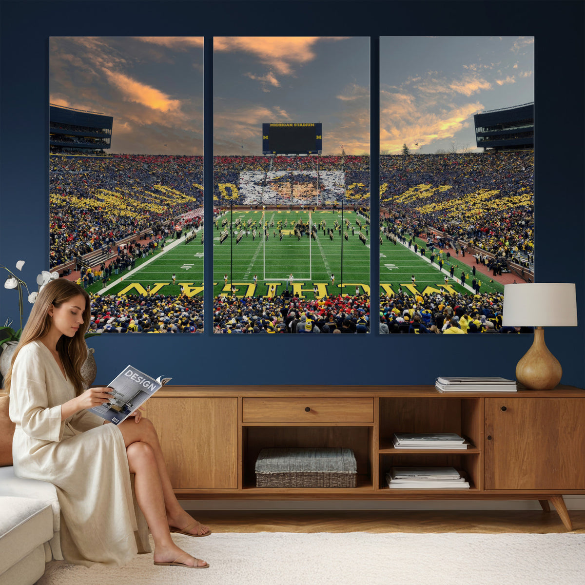 81843-MGV-CV-36X24 - University of Michigan Wolverines Print Canvas, Football Team Print - Ann Arbor Michigan Stadium