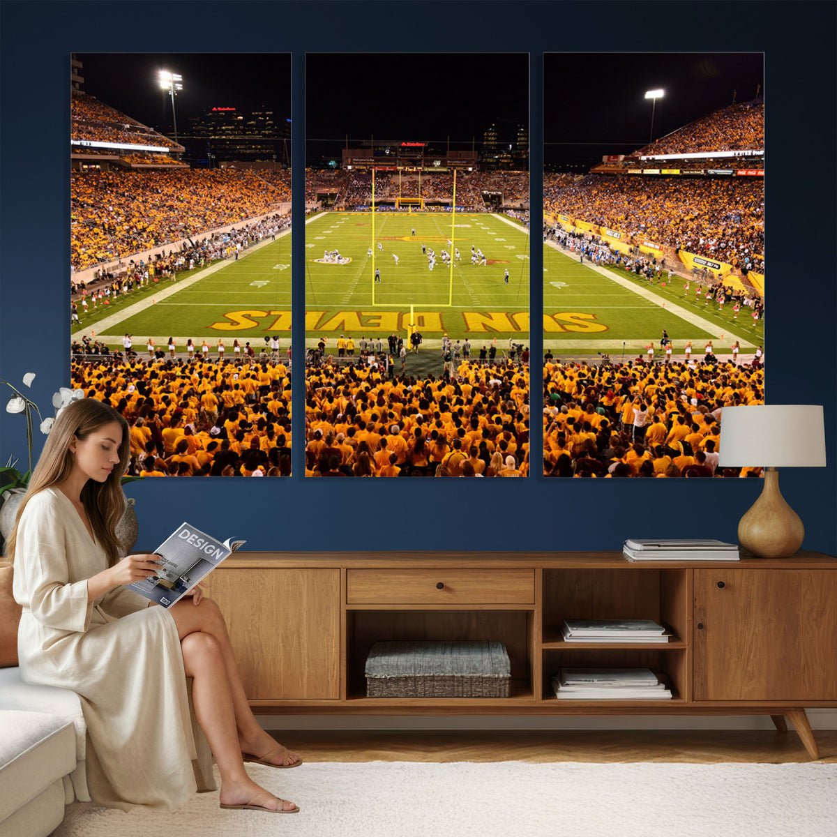 21588-MGV-CV-36X24 - ASU Sun Devils Football Team Print - Phoenix Mountain America Stadium Wall Art Canvas Print