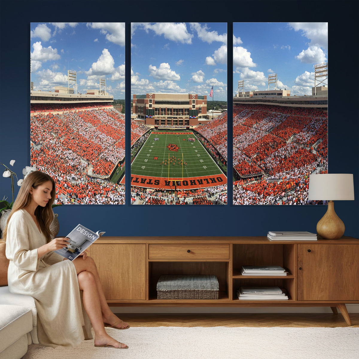 65192-MGV-CV-36X24 - Oklahoma State Cowboys Football Team Print - Stillwater Boone Pickens Stadium Wall Art Canvas Print