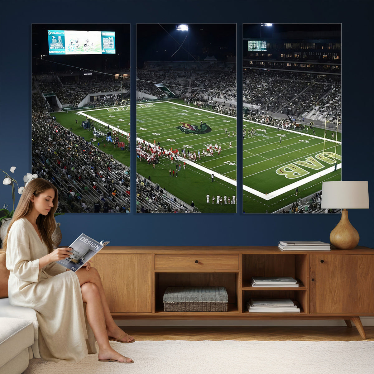 81740-MGV-CV-36X24 - UAB Blazers Football Team Print - Birmingham Protective Stadium Wall Art Canvas Print
