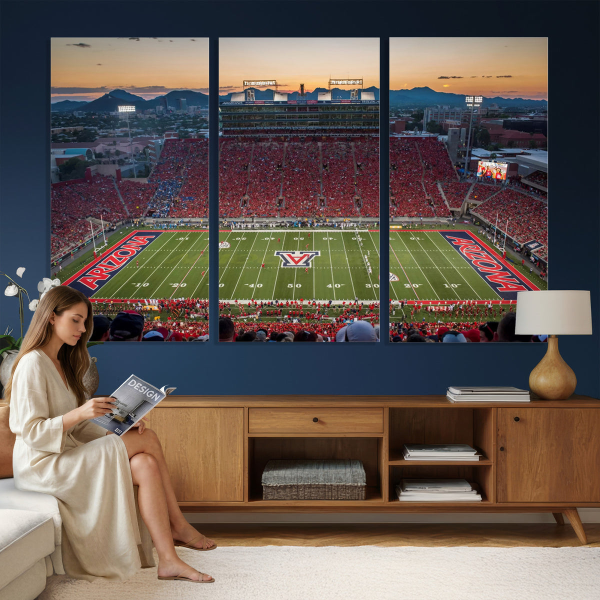 45563-MGV-CV-36X24 - Arizona Wildcats Football Team Print - Tucson Arizona Stadium Wall Art Canvas Print