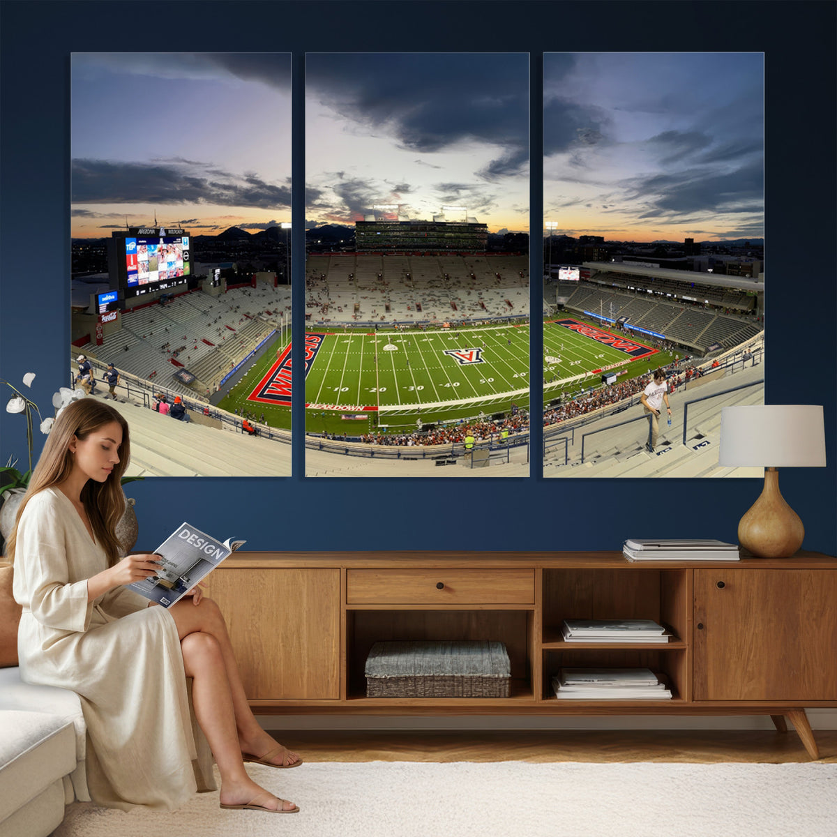 24339-MGV-CV-36X24 - Arizona Wildcats Football Team Print - Tucson Arizona Stadium Wall Art Canvas Print