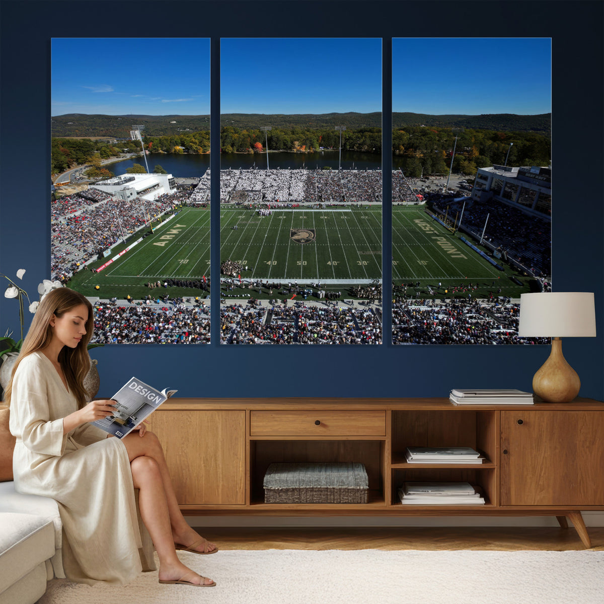 52056-MGV-CV-36X24 - Army Black Knights Football Team Print - West Point Michie Stadium Wall Art Canvas Print