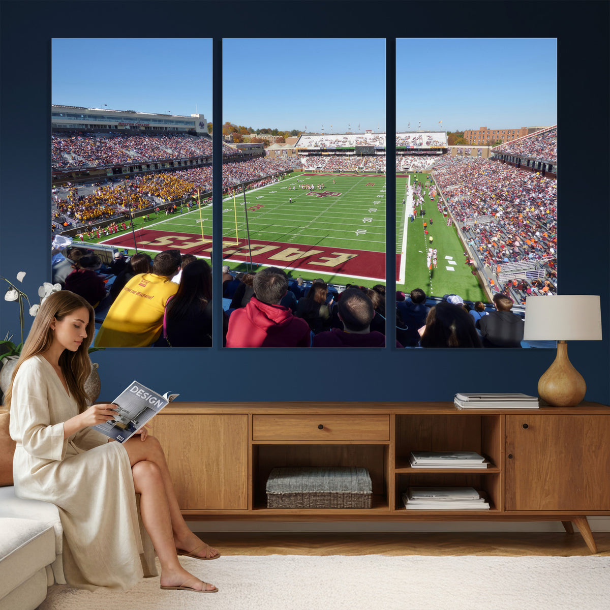 78117-MGV-CV-36X24 - Boston College Eagles Football Team Print - Boston Alumni Stadium Wall Art Canvas Print