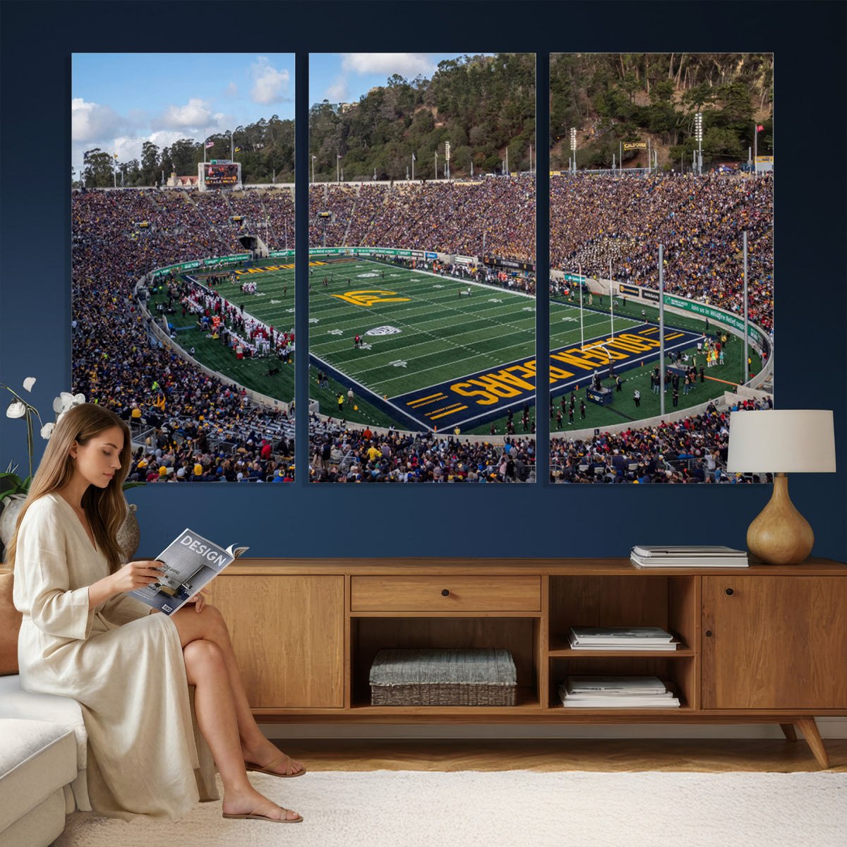38054-MGV-CV-36X24 - University of California Golden Bears Football Team Print - Berkeley California Memorial Stadium Art