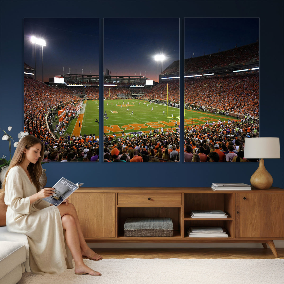 32340-MGV-CV-36X24 - Clemson University Tigers Art Print, Football Team Print