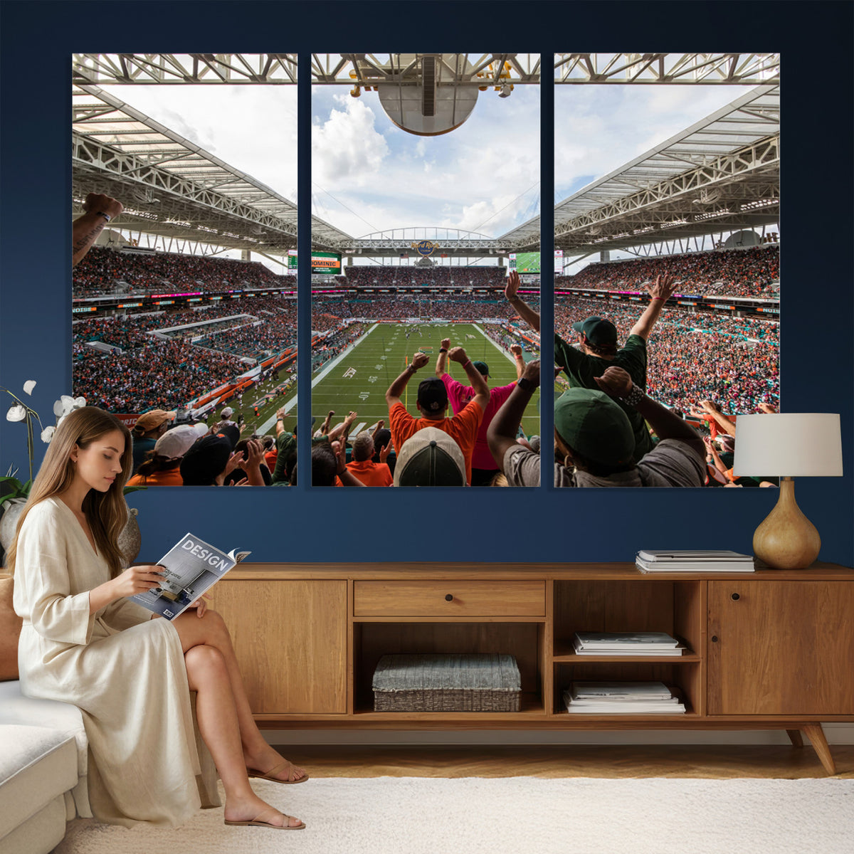 66239-PAN-FL-20X10 - Miami Hurricanes Football Team Wall Art Print - Miami Hard Rock Stadium Wall Art Canvas Print