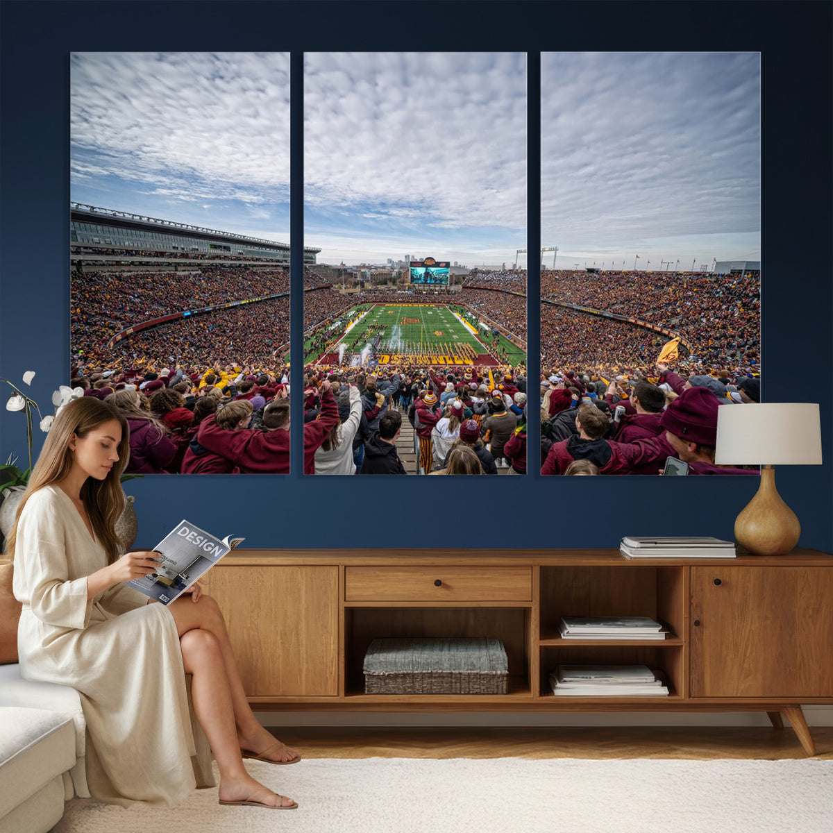 38459-PAN-FL-20X10 - University of Minnesota Golden Gophers Football Team Print - Minneapolis Huntington Bank Stadium Art