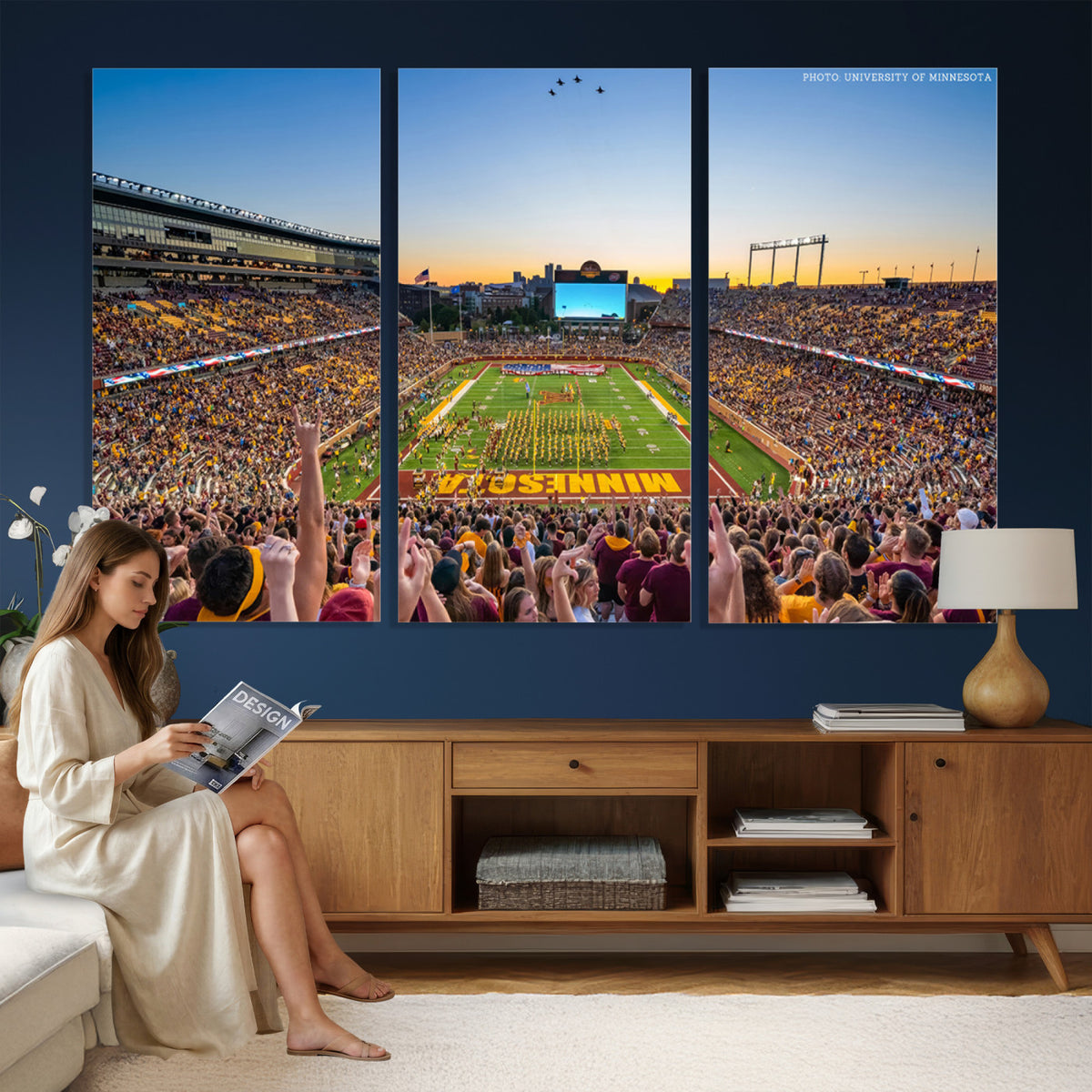 63452-PAN-FL-20X10 - University of Minnesota Golden Gophers Football Team Print - Minneapolis Huntington Bank Stadium