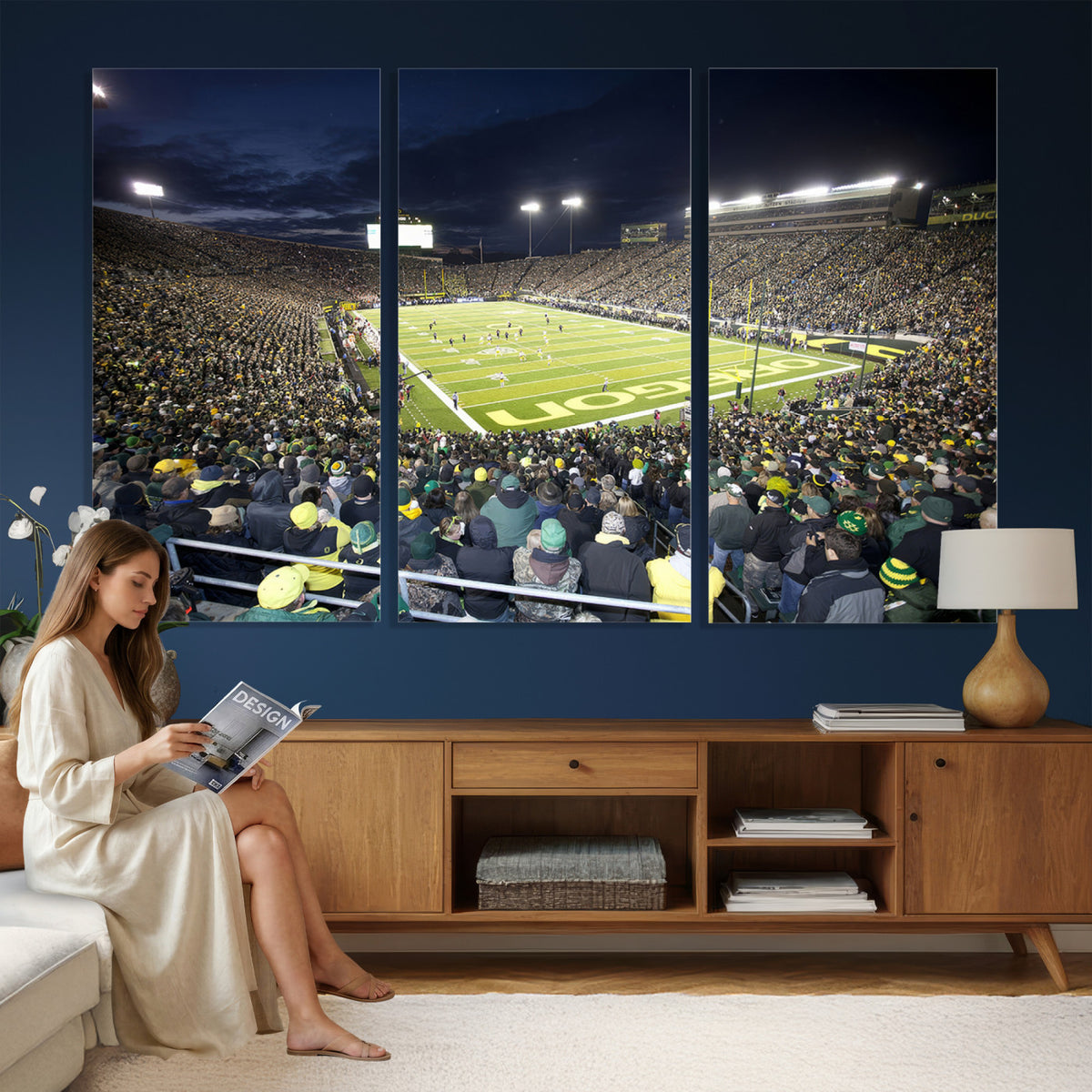 48756-PAN-FL-20X10 - University of Oregon Ducks Football Team Print - Eugene Autzen Stadium Wall Art Canvas Print