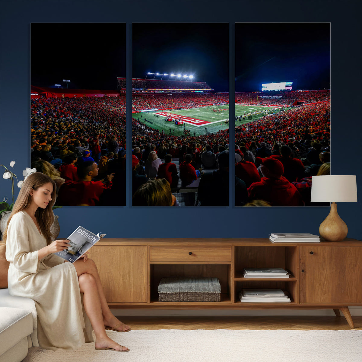 18115-PAN-FL-20X10 - Rutgers Scarlet Knights Football Team Print - SHI Stadium, Piscataway Wall Art Canvas Print