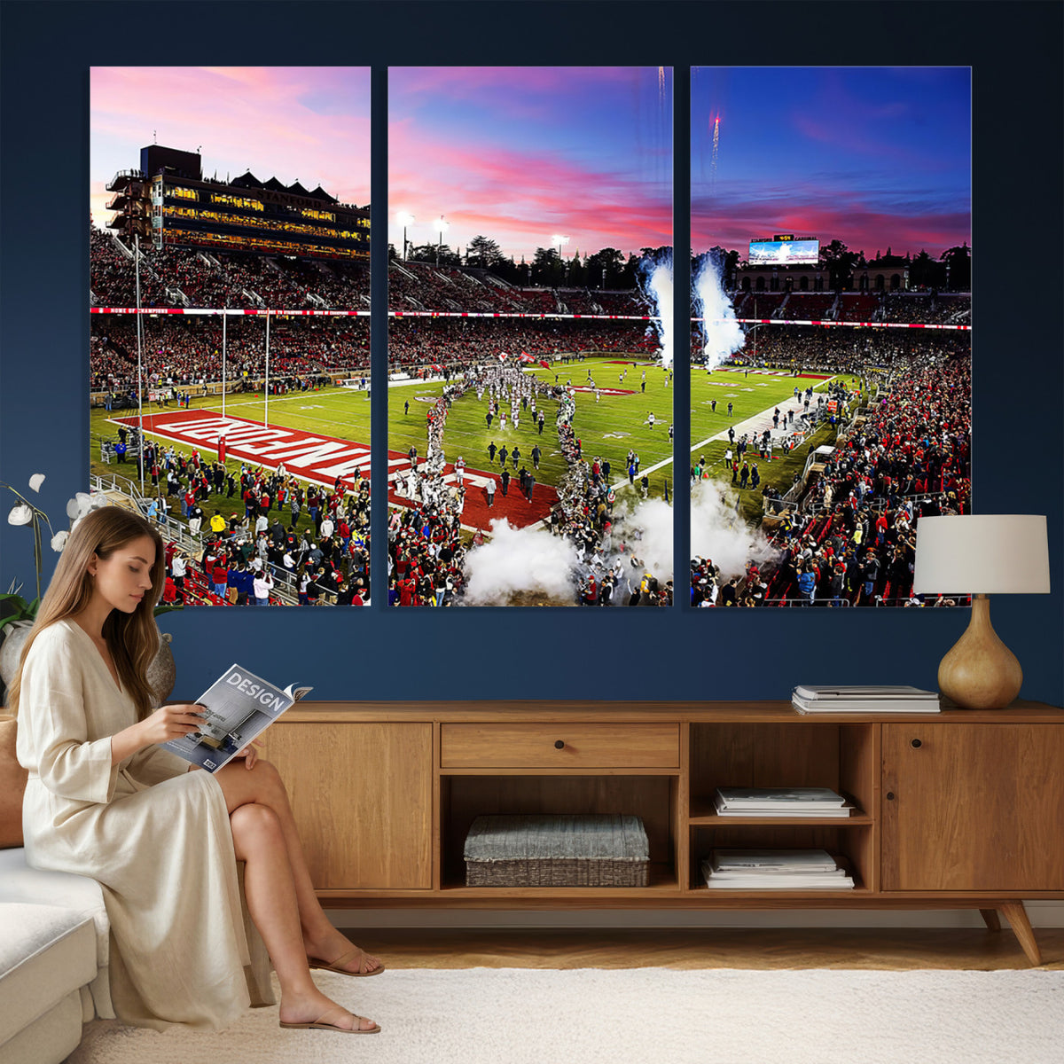25557-PAN-FL-20X10 - Stanford University Cardinal Football Team Print - Stanford Stadium Wall Art Canvas Print