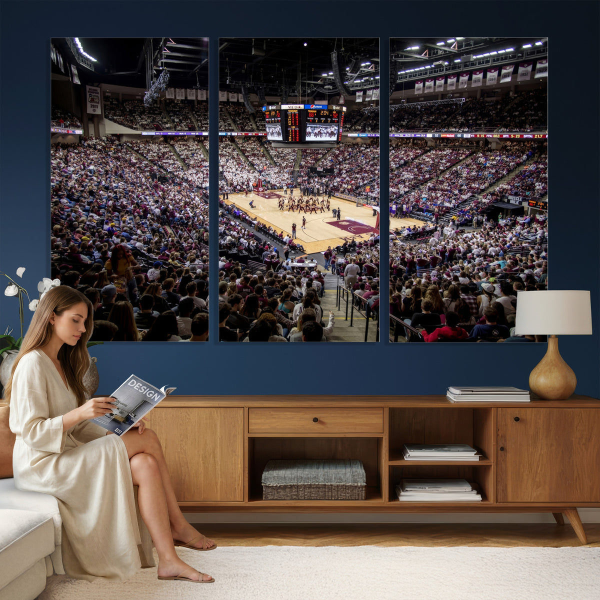 76876-MGV-CV-36X24 - University of Nebraska Cornhuskers Basketball Team Print - Lincoln Red Arena Wall Art Canvas Print