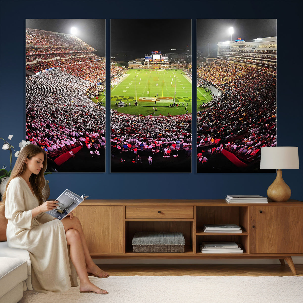 12091-PAN-FL-20X10 - University of Maryland Terrapins Football Team Print - College Park SECU Stadium Wall Art Canvas