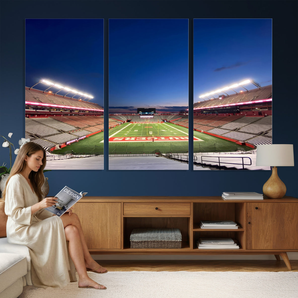 15051-MGV-CV-36X24 - Rutgers Scarlet Knights Football Team Print, Piscataway SHI Stadium