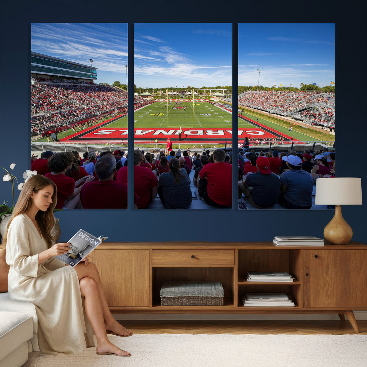 71475-PAN-FL-20X10 - Ball State Cardinals Football Team Print - Muncie Scheumann Stadium Wall Art Canvas Print