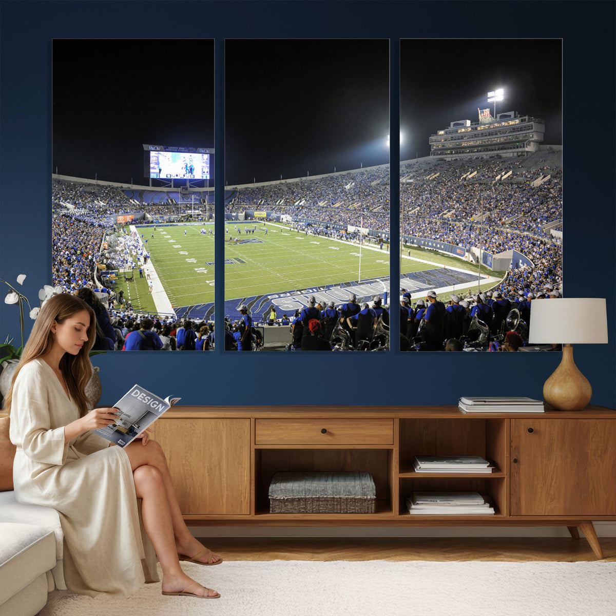 10894-PAN-FL-20X10 - University of Memphis Tigers Football Team Print - Memphis Simmons Bank Liberty Stadium Wall Art