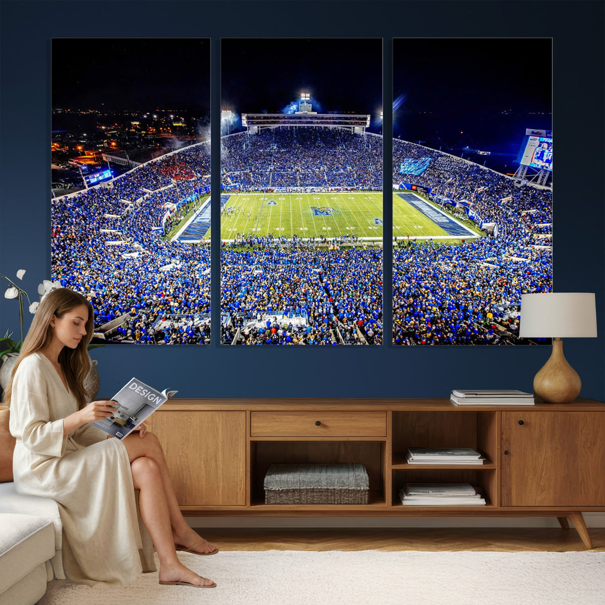 11665-PAN-FL-20X10 - University of Memphis Tigers Football Team Print - Memphis Simmons Bank Liberty Stadium Wall Art