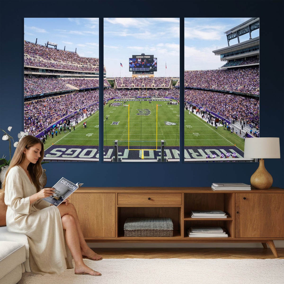 27650-PAN-FL-20X10 - TCU Horned Frogs Football Team Print - Fort Worth Amon G. Carter Stadium Wall Art Canvas Print