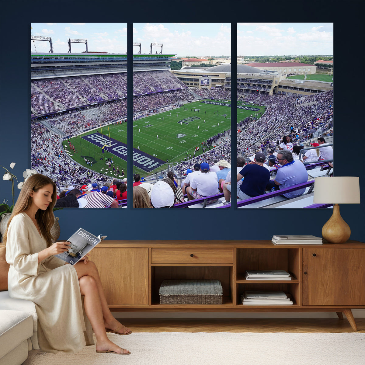 95139-MGV-CV-36X24 - The Texas Christian University TCU Horned Frogs Football Team Print, Fort Worth