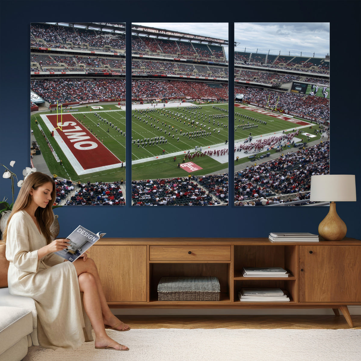 15310-PAN-FL-20X10 - The Temple University Owls Athletics Team Print - Philadelphia Lincoln Financial Field Stadium Wall