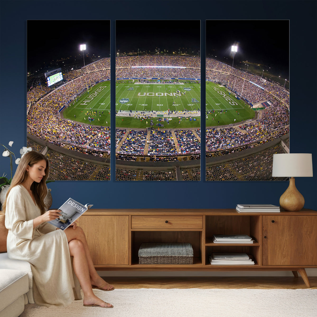 52855-MGV-CV-36X24 - The University of Connecticut UCONN Huskies Football Team Print, East Hartford