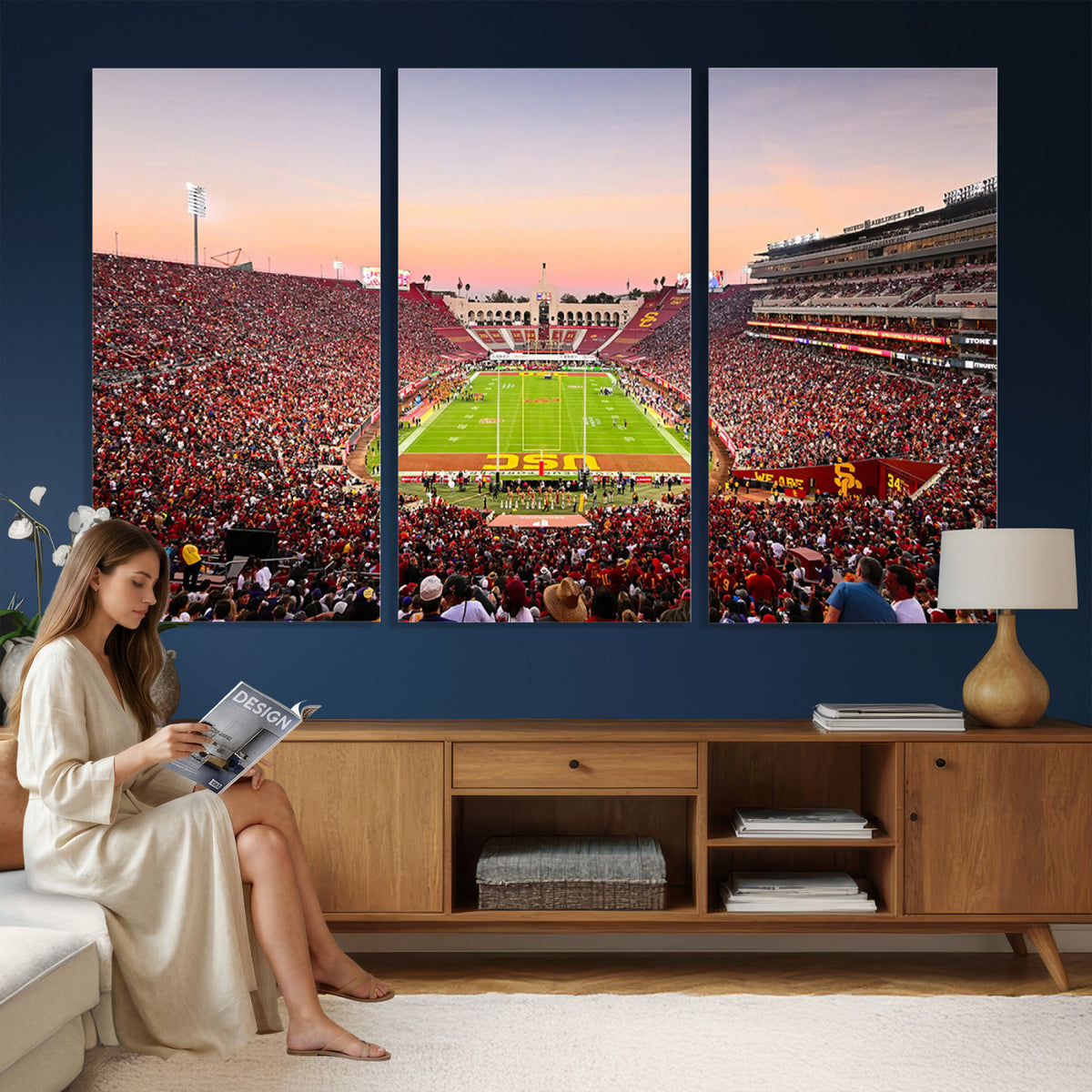 39904-MGV-CV-36X24 - The University of Southern California USC Trojans Football Team Print, Home Bar Wall Decor