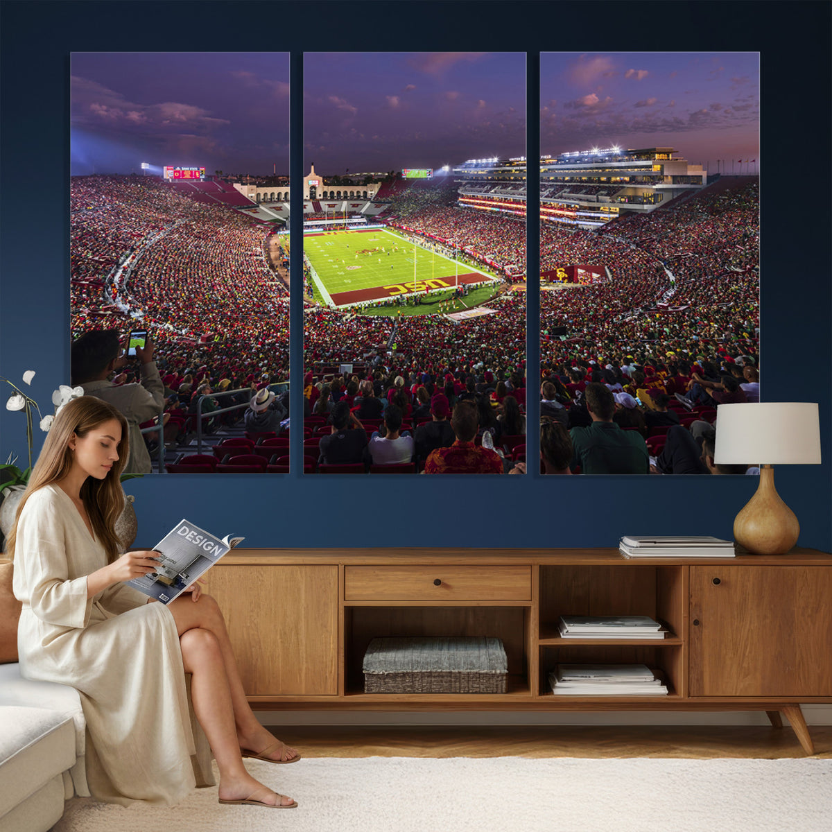 73373-MGV-CV-36X24 - The University of Southern California USC Trojans Football Team Print, Extra Large Game Room Wall Decor