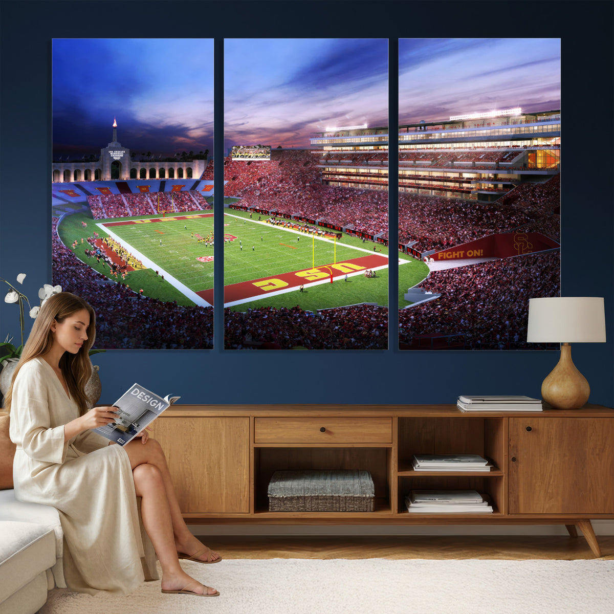 71879-MGV-CV-36X24 - The University of Southern California USC Trojans Football Team Print, Framed and Ready to Hang