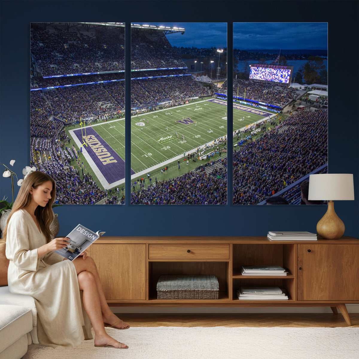 84780-MGV-CV-36X24 - The University of Washington Huskies Football Team Print, Framed and Ready to Hang