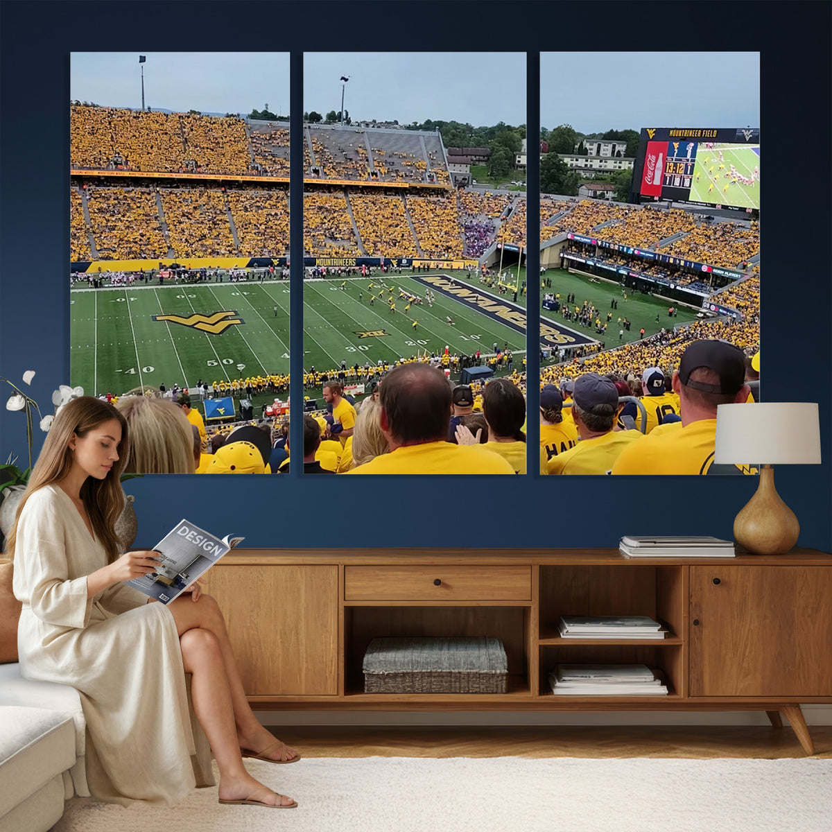 18056-MGV-CV-36X24 - Puskar Stadium Canvas Print Wall Art, Morgantown Print