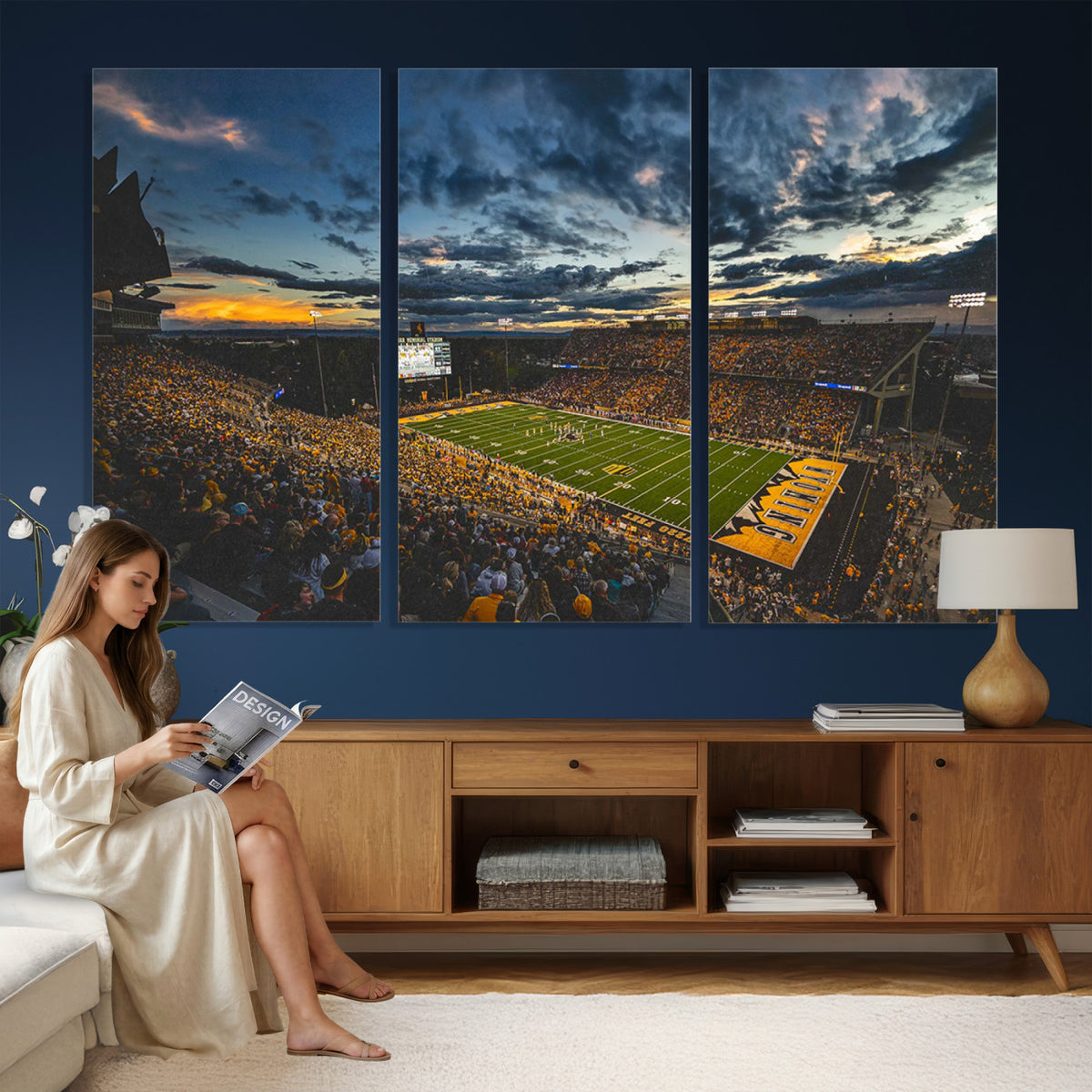 61020-MGV-CV-36X24 - University of Wyoming Cowboys Football Team Print, Laramie, Framed and Ready to Hang