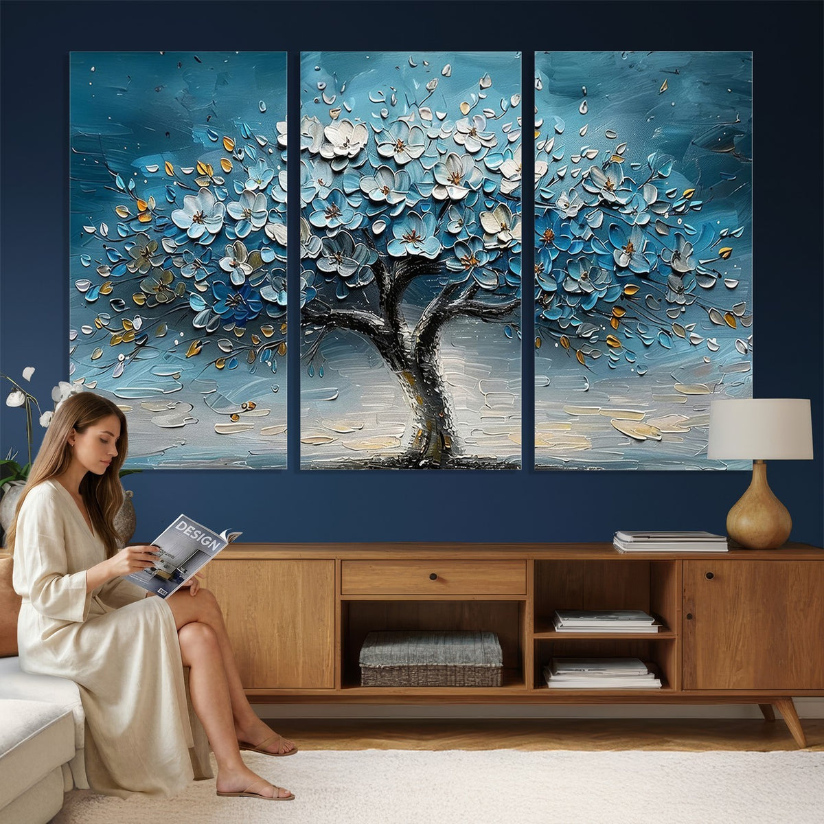 24109-_Poster-30x20 - Abstract Blooming Tree Wall Art Canvas Print, Floral Modern Home Decor