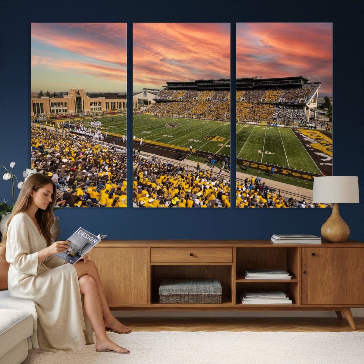 90508-MGV-CV-36X24 - University of Wyoming Cowboys Football Team Print, Laramie, Extra Large Game Room Wall Decor