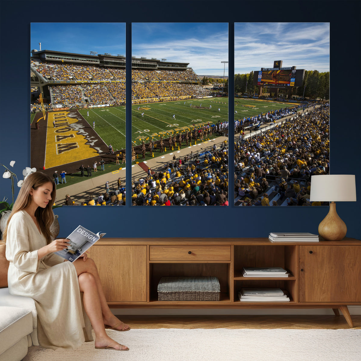 89846-MGV-CV-36X24 - University of Wyoming Cowboys Football Team Print, Laramie, Man Cave Wall Decor