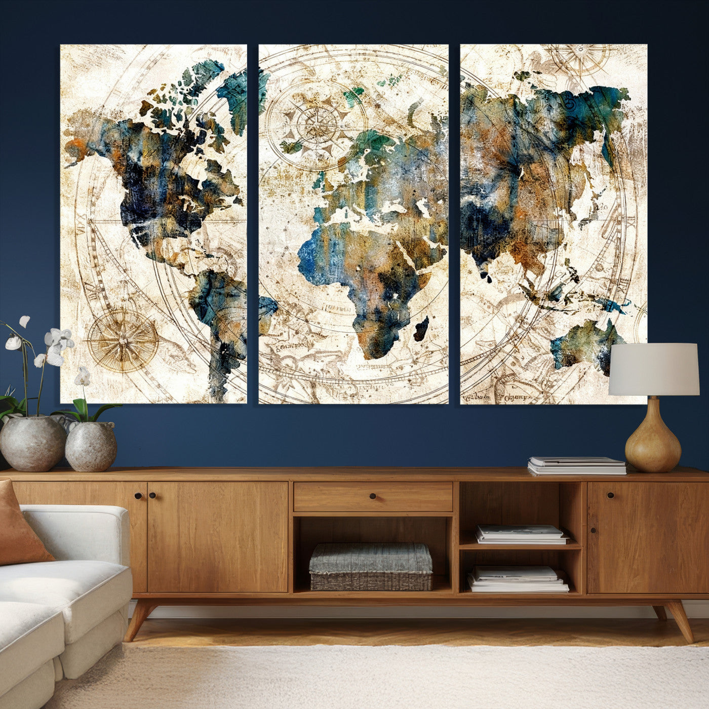 10554-MGV-CV-36X24 - Abstract World Map Art Print Canvas Print