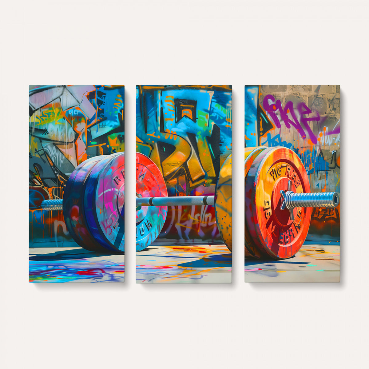 70871-MGV-CV-36X24 - Fitness Gym Barbell Graffiti Wall Art Canvas Print