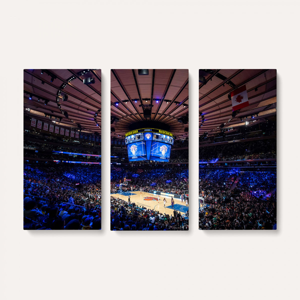 20491-MGV-CV-36X24 - Madison Square Garden Basketball Print Canvas, Basketball Game Triple Canvas Wall Art