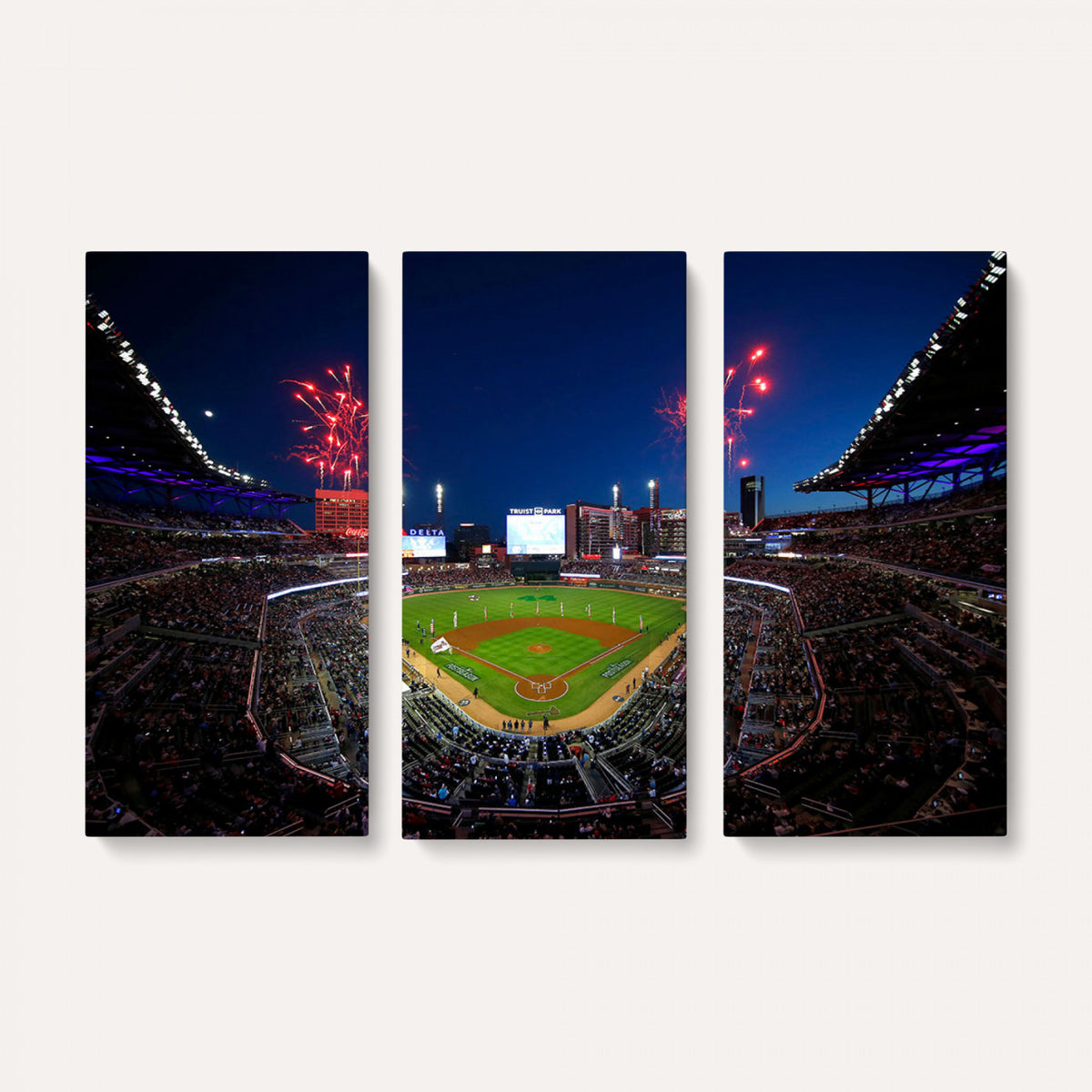50582-MGV-CV-36X24 - Truist Park Atlanta Braves Baseball Stadium Wall Art Print | Large 3-Panel Canvas Print for Sports