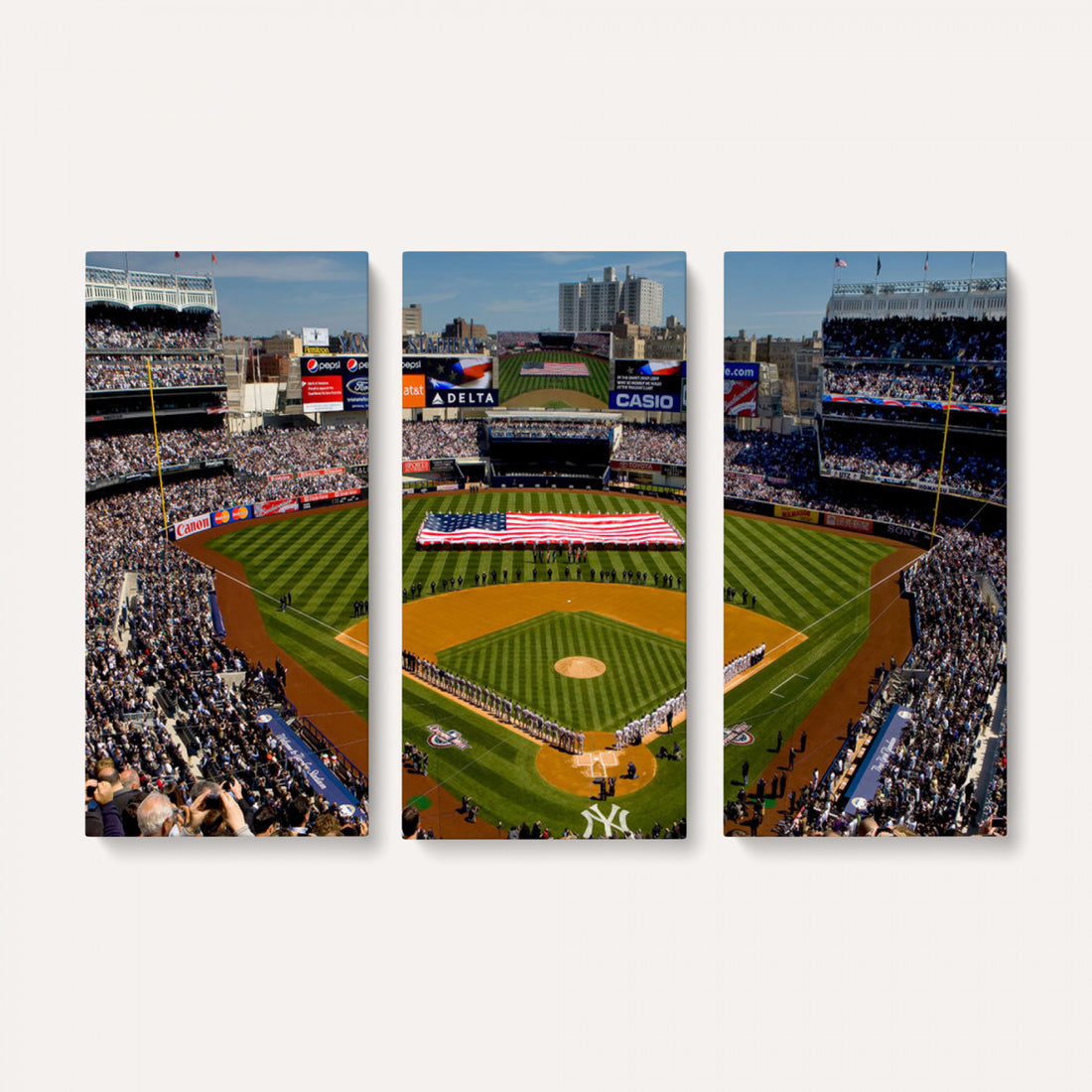 Yankee Stadium New York Wall Art Print | 3-Panel Canvas Print of Yankees Baseball Stadium