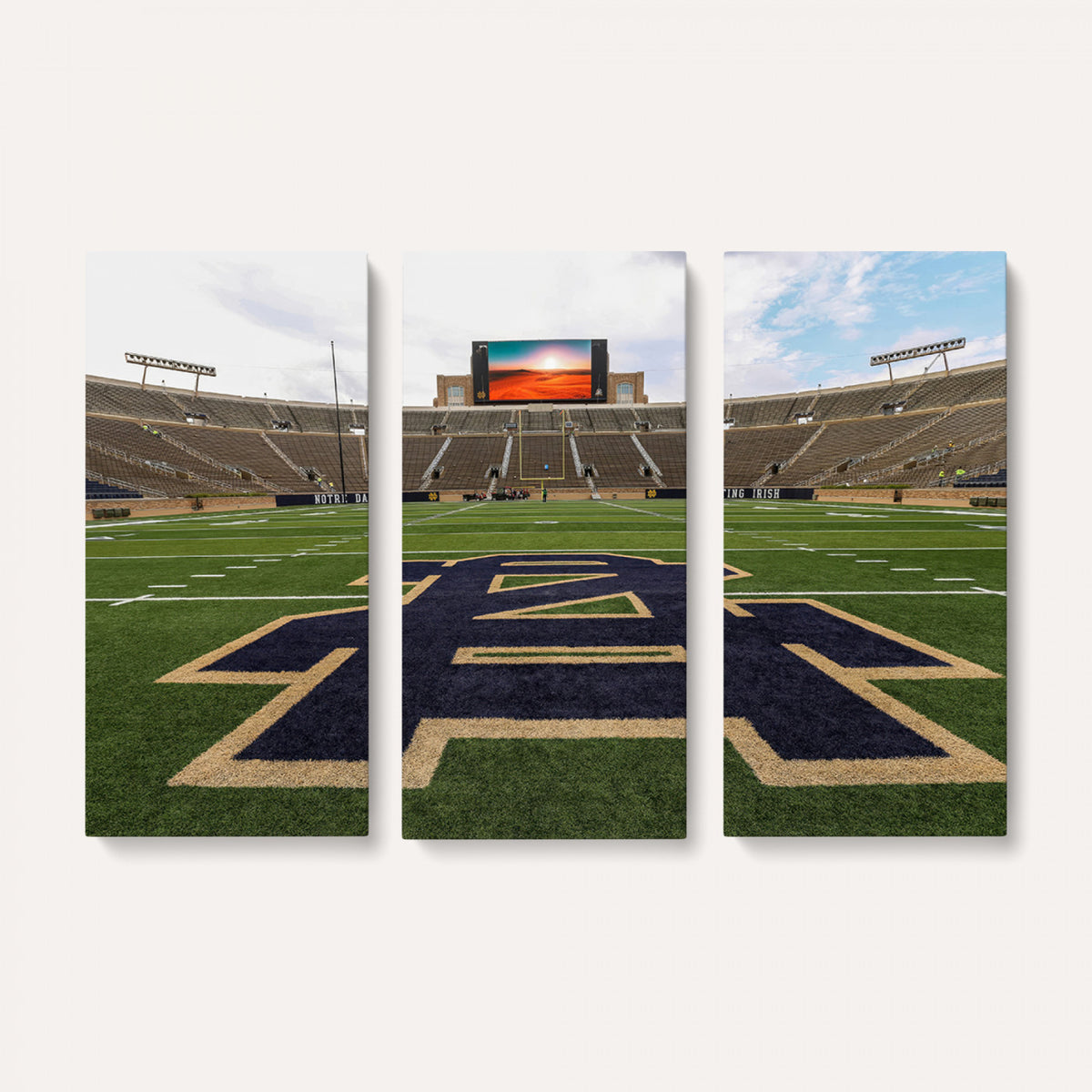 52835-MGV-CV-36X24 - Notre Dame Stadium Giclee Canvas Print | Triptych Wall Art Featuring Iconic Notre Dame Football