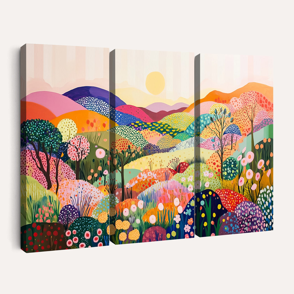 63198-MGV-CV-24X16 - Yayoi Kusama 1986 Wall Art Print, Yayoi Kusama Wabi Sabi Japanese Abstract Landscape Canvas