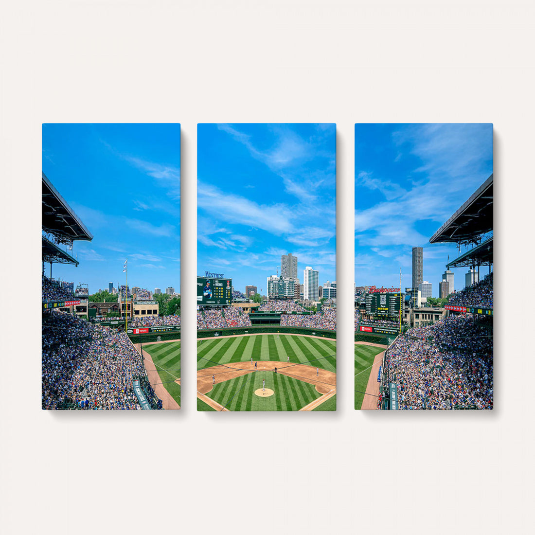 Wrigley Field Chicago Cubs Panoramic Art Multi-Piece Canvas
