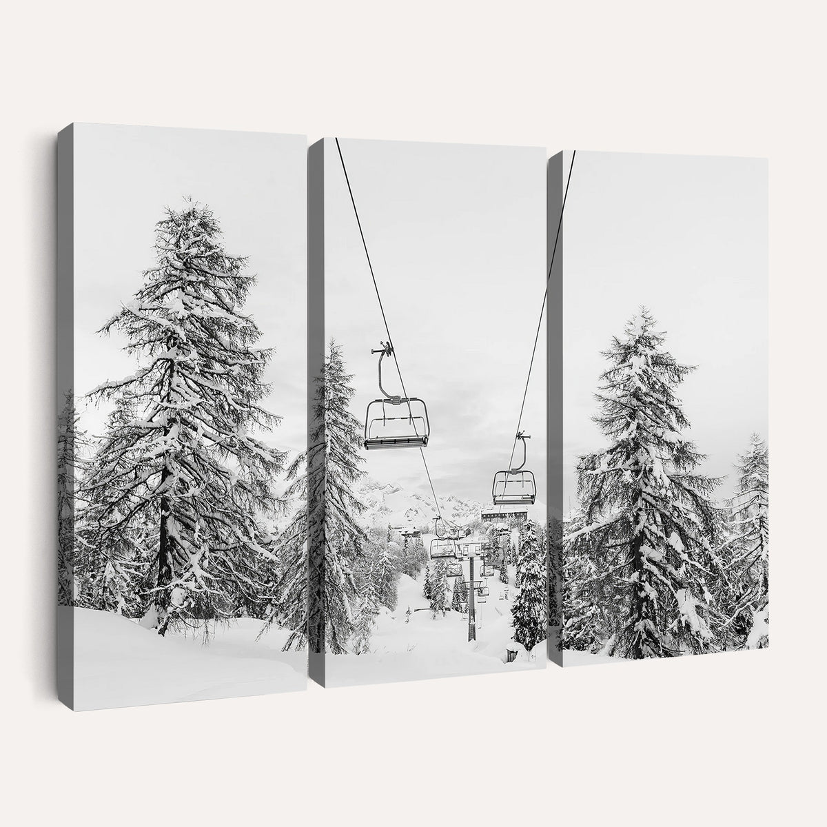 55003599D-MGV-CV-24X16 - Ski Lift Wall Art | Framed Snowy Mountain Canvas Artwork